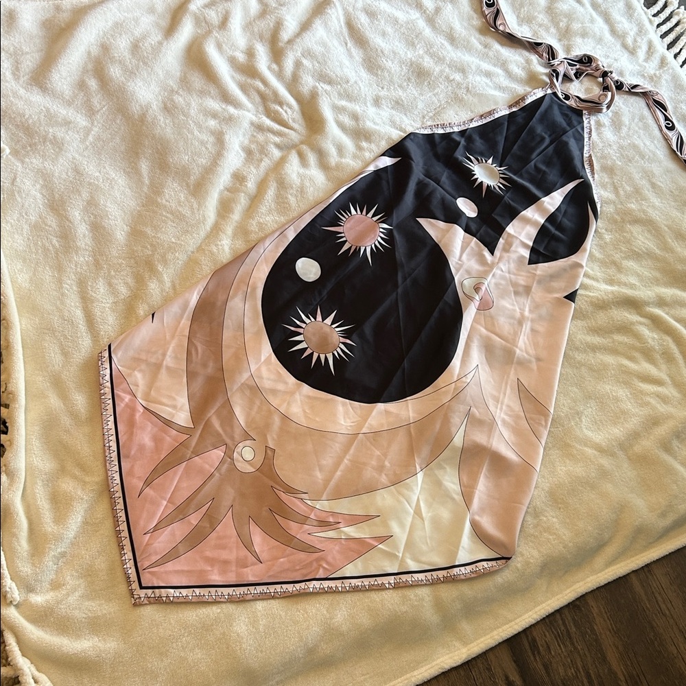 Pink and Black Halter Dress